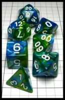 Dice : Dice - Dice Sets - QMay Blue and Blue and Green Swirl with White Numerals - Amazon 2023